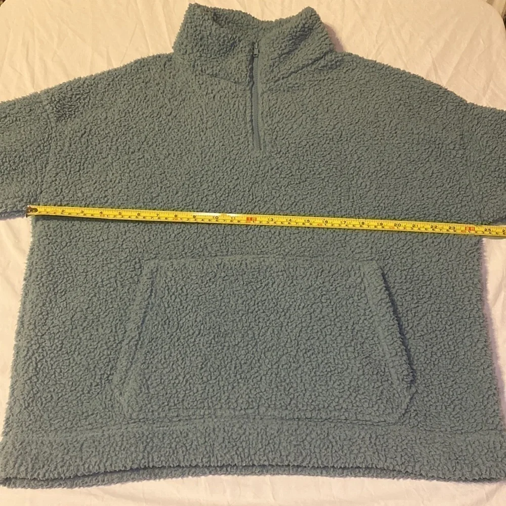 American Eagle Outfitters Blue Soft Sherpa Pullover Quarter Zip Size Medium NWOT